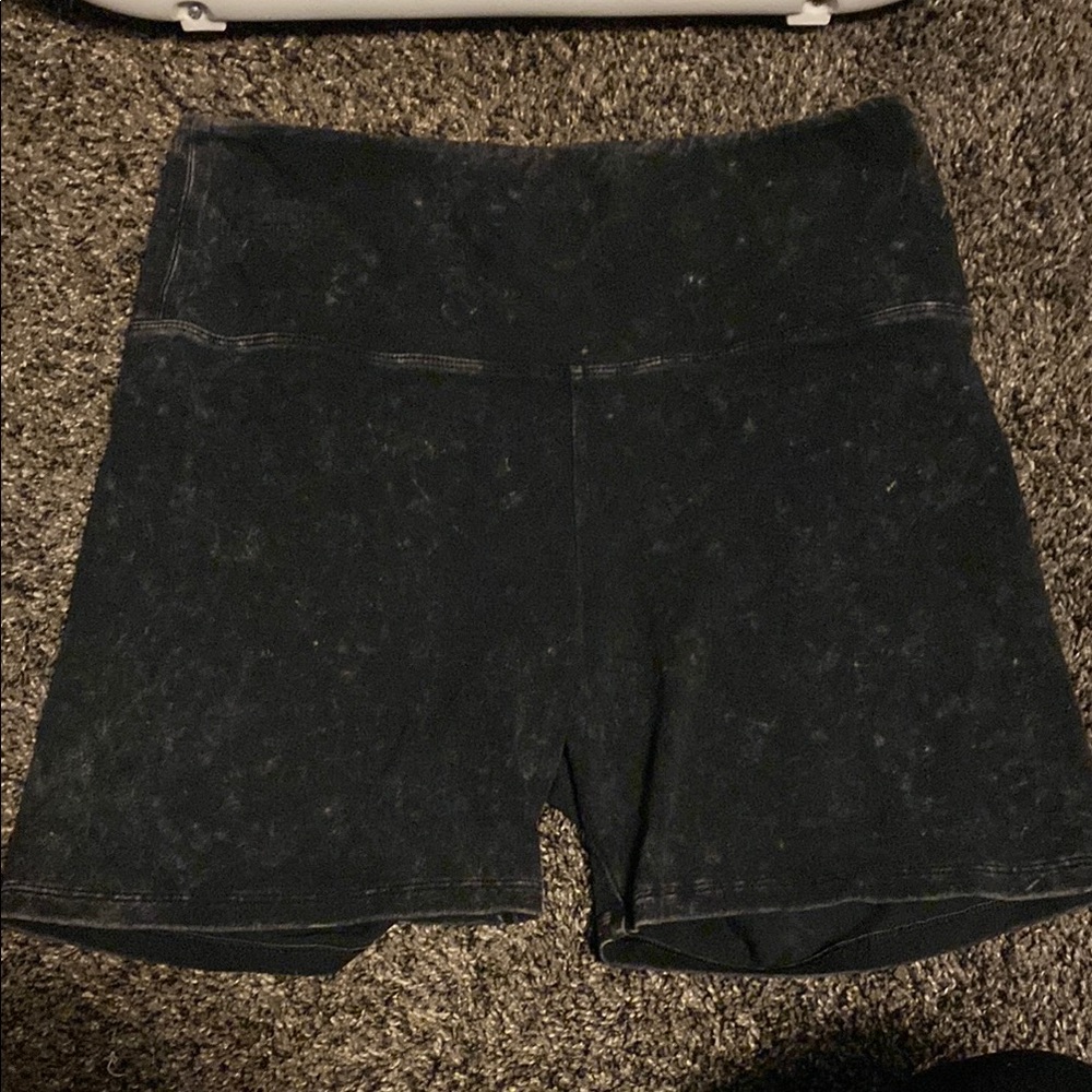 Black Acid Wash Shorts